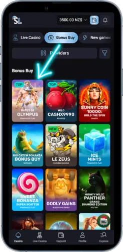 Slot search results with visible in a New Zealand casino library